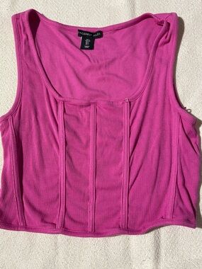 Sincerely Jules Hot Pink Ribbed Corset Tank Top